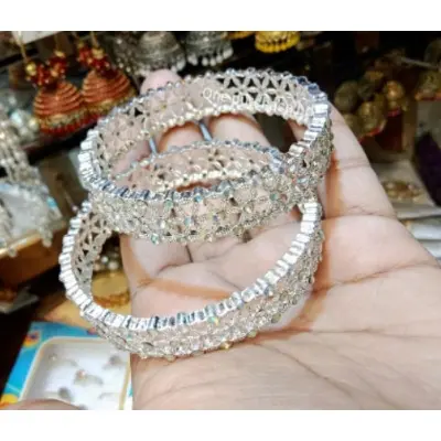 Picture of Silver Colour  Fashionable Bangles for women -2 pc - Silver