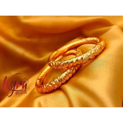 Picture of Golden  Colour Indian  Unique Design Fashionable Bangles for women -2 pc - Gold