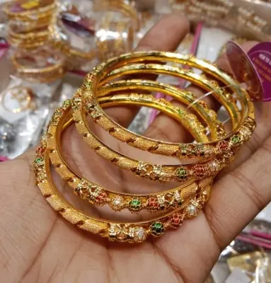 Picture of Silver Colour  Fashionable Bangles for women -4 pesc - Gold