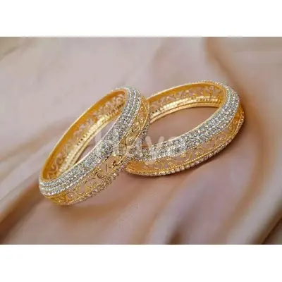 Picture of Silver Colour  Fashionable Bangles for women -2 pc - Gold