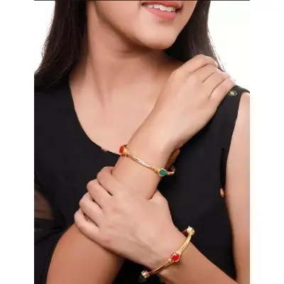 Picture of Silver Colour  Fashionable Bangles for women -2 pesc - Gold