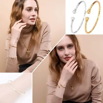 Picture of Silver Colour  Fashionable Bangles for women -2 pesc - Gold
