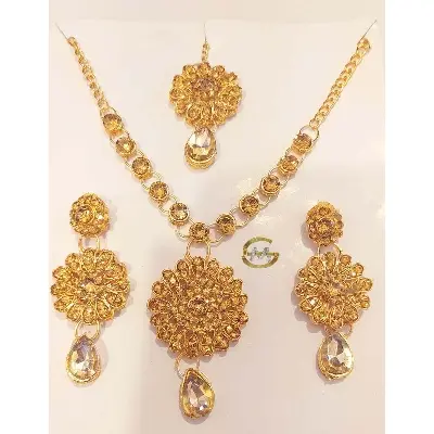 Picture of Stone Metal Necklace Jewelery Set for Women - Gold