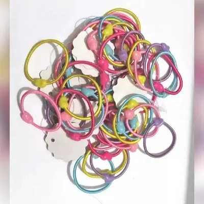 Picture of Honbon Multi Colors Soft Rubber Mini Hairbands Elastic Hair Ties Tiny For Baby Kids Girl= 50 Pieces Rubber Band (Multicolor) - Hair Band - Multicolor