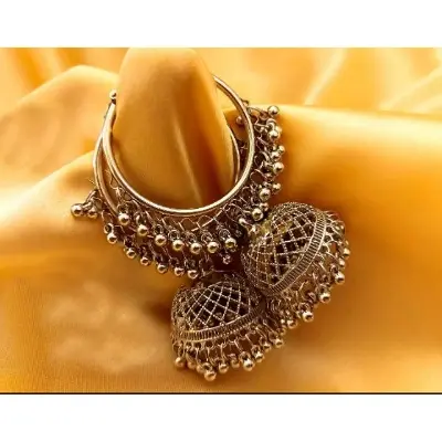 Picture of Gold Plated Jhumkas for Women - Silver