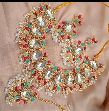 Picture of New Glam Afghani Colourful Meena Choker Set For Girls