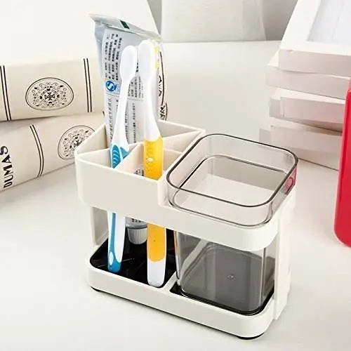 Picture of Toothbrush Holder With Magic Annularity Suction Cup,(R)WIDEWINGS Toothbrush Holder with Magic Annularity Suction Cup Easily Wall Mounted 5 Toothbrush Storage Set. - White