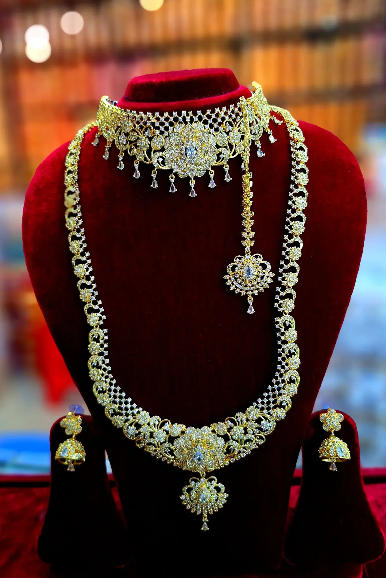 Picture of Royal Diva 100% Indian Bridal Jewelry Set for Women – Premium Gold Plated Necklace, Choker & Earrings