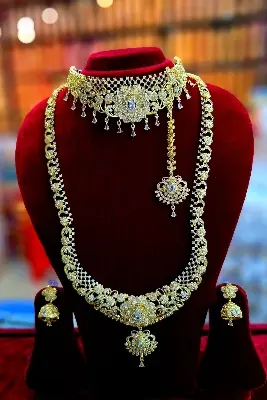 Picture of Royal Diva 100% Indian Bridal Jewelry Set for Women – Premium Gold Plated Necklace, Choker & Earrings