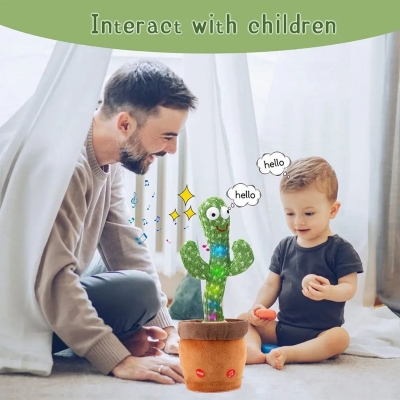 Picture of Danceing Cactus Electronics Plush Toy Soft Plush Doll For Baby Playing Item with voice repited & 120 music build in