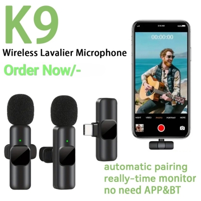 Picture of K9 Double Wireless Dual Microphone for Smartphone 2.4GHz with Type-C Charging, 120m Transmission Range, 80mAh Battery