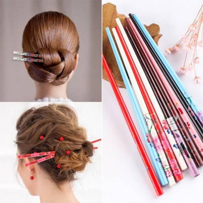 Picture of Wooden Hair Bun stick for women and girls Hair stick 2pc Multicolour
