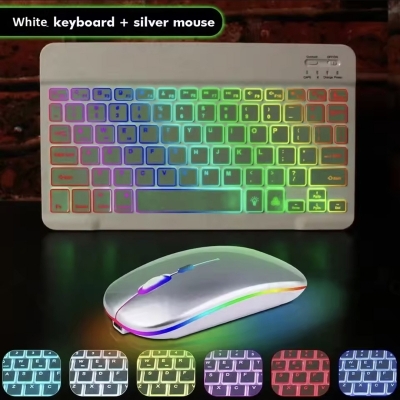 Picture of COMBO Bluetooth Kyeboard & Mouse Set For Smartphones Laptop Computer Tablet & all smart device backlit kighting kyeboard mouse matel & high quality plastic material