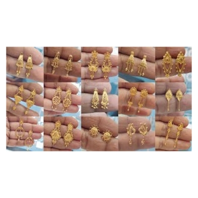 Picture of Gold Plated Earrings for Women, Small Multi Design, High Quality, Long Lasting, Modern Style, 1pc