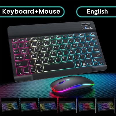 Picture of RGB Backlit Wairless Bluetooth Kyeboard and Mouse Set High Quality Build Material For Laptop Pc Smartphone Tablet & all Smart Device