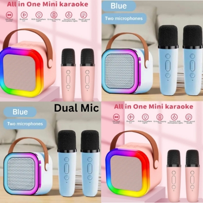 Picture of (Duel Mic) K12 Professional wireless microphone RGB Colorful Light Singing Karaoke Speaker Bluetooth-Compatible 5.3 Support 3.5mm Earphone Any One Colour