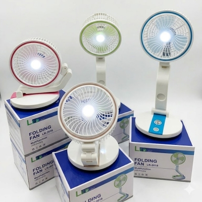 Picture of LR 2018 Rechargeable Folding Table Fan with Light Multifunctional Cute fan