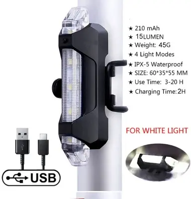 Picture of Bicycle Light Waterproof Rear Tail light LED USB Rechargeable Mountain Bike Cycling Light Taillamp Safety Warning Light - Multicolor