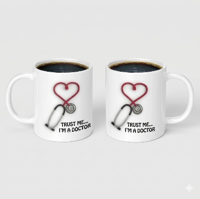 Picture of Doctor Ceramic Water Mug Coffee Milk Pottery Cup with Handle Breakfast Drinking Heat-Resistant Drinkware Home