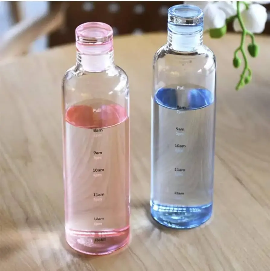 Picture of 500ml glass Water Bottle with Time Marker Creative Large Capacity Leakproof Drink Bottle