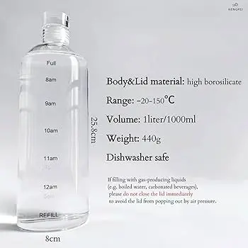 Picture of 500ml glass Water Bottle with Time Marker Creative Large Capacity Leakproof Drink Bottle