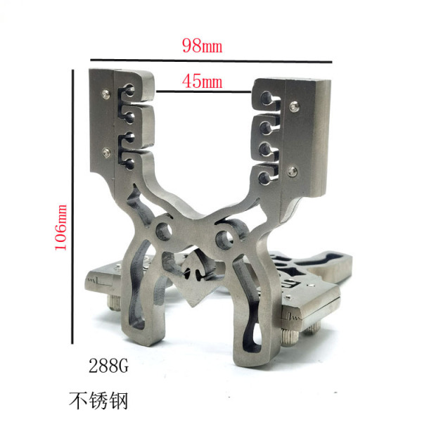Picture of Dual-purpose bow head (stainless steel) 4 cards 8 strands or flat 40mm rubber use very powerful catapult release device (Silver)