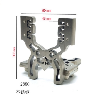 Picture of Dual-purpose bow head (stainless steel) 4 cards 8 strands or flat 40mm rubber use very powerful catapult release device (Silver)