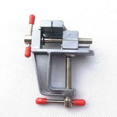 Picture of Aluminum Alloy mini table vise Working table wood working drilling vise vice (Silver with clamp)