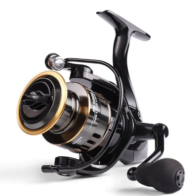 Picture of High-Speed Metal Spool Spinning Reel HE1000-7000 (Max 10kg) for Fishing (HE6000 Black Gold)