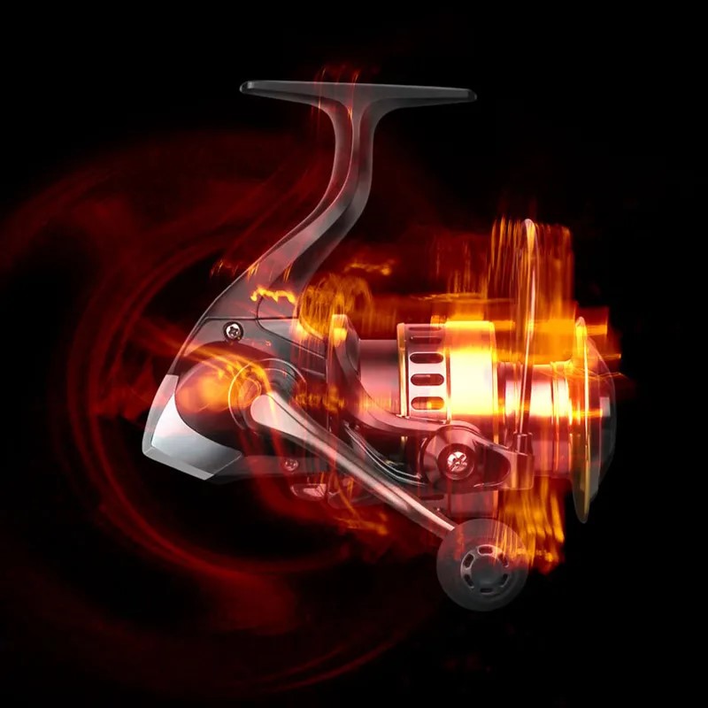 Picture of High-Speed Metal Spool Spinning Reel HE1000-7000 (Max 10kg) for Fishing (HE6000 Black Gold)