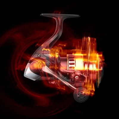 Picture of High-Speed Metal Spool Spinning Reel HE1000-7000 (Max 10kg) for Fishing (HE6000 Black Gold)