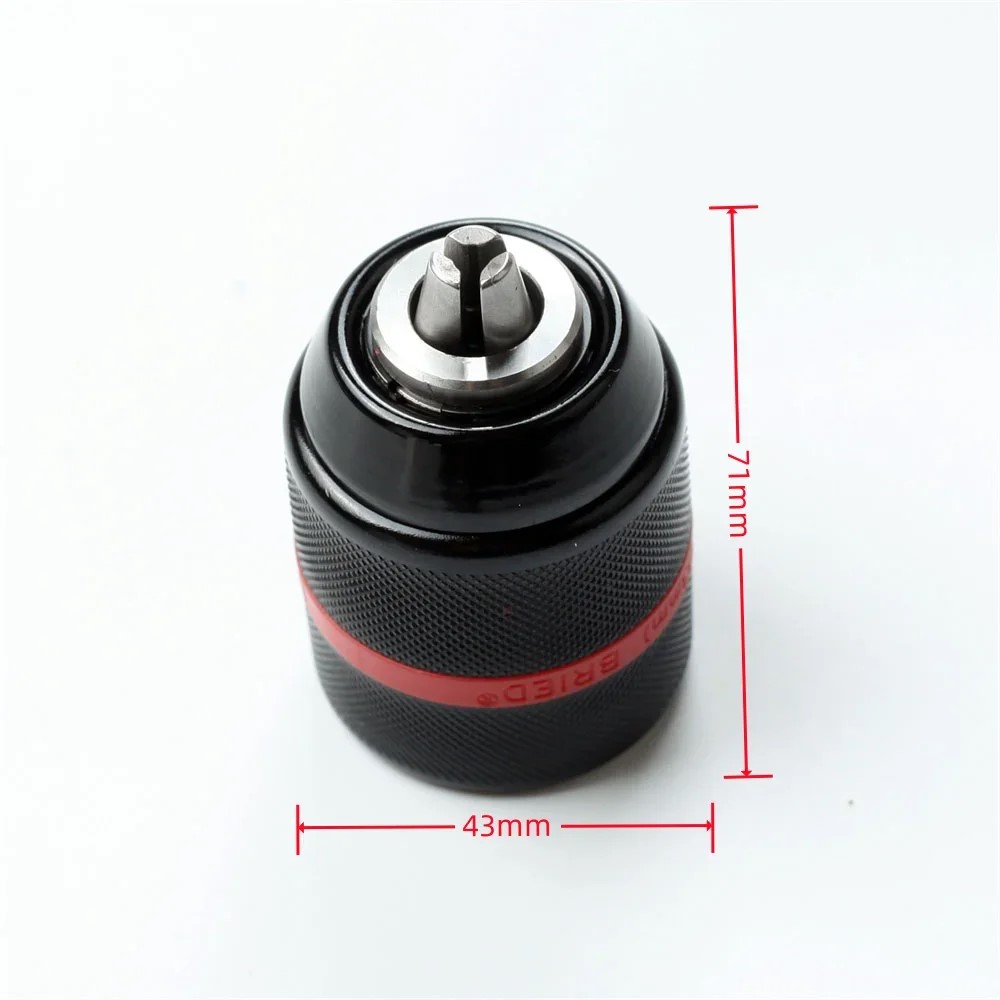 Picture of New 13mm Threaded Keyless Full Metal Drill Chuck can be used with Hex Shank/SDS/Square Quick Grip Adapter, Chuck for Drill Bit Screwdriver Tap & Socket (Only Drill Chuck) (Black and Red)