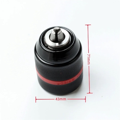 Picture of New 13mm Threaded Keyless Full Metal Drill Chuck can be used with Hex Shank/SDS/Square Quick Grip Adapter, Chuck for Drill Bit Screwdriver Tap & Socket (Only Drill Chuck) (Black and Red)