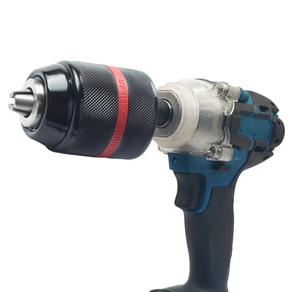 Picture of New 13mm Threaded Keyless Full Metal Drill Chuck can be used with Hex Shank/SDS/Square Quick Grip Adapter, Chuck for Drill Bit Screwdriver Tap & Socket (Only Drill Chuck) (Black and Red)