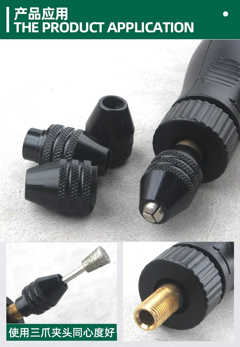 Picture of Small universal three-jaw drill chuck for 775 DC motor mini chuck conversion drill chuck grinding accessories Three-claw chuck + copper joint rear hole 5.0mm (Black)