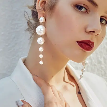 Picture of Regular Pearl Ear Ring For Women Silver
