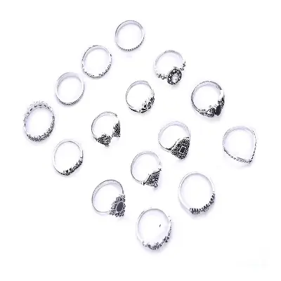 Picture of 15Pieces Rings Set Finger Ring For Women - Ring S Black