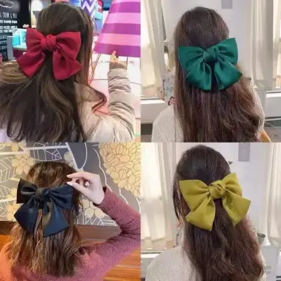Picture of Multicolour _Fabrics _Bow _Hair Clip Black