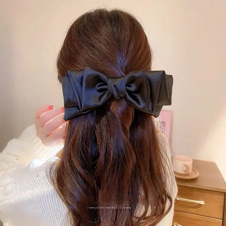 Picture of Multicolour _Fabrics _Bow _Hair Clip Black