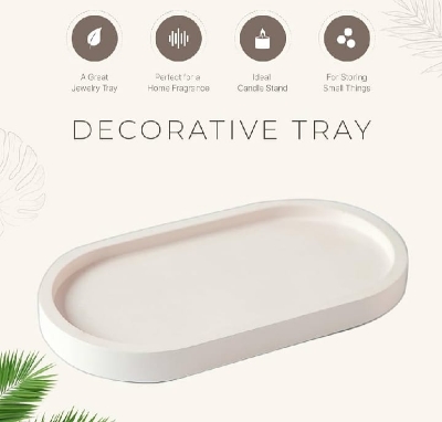 Picture of 01 pcs Colourful Gypsum Flat tray for home decor White