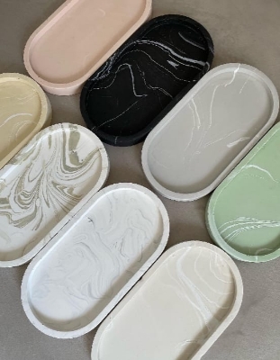 Picture of 01 pcs Colourful Gypsum Flat tray for home decor White