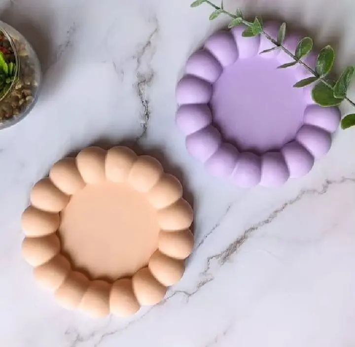 Picture of 01 pcs Colourful Gypsum Round tray for home decor White