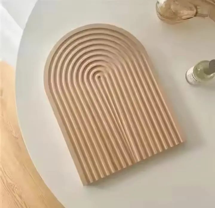 Picture of 01 pcs Colourful Gypsum Zig zag round tray for home decor White