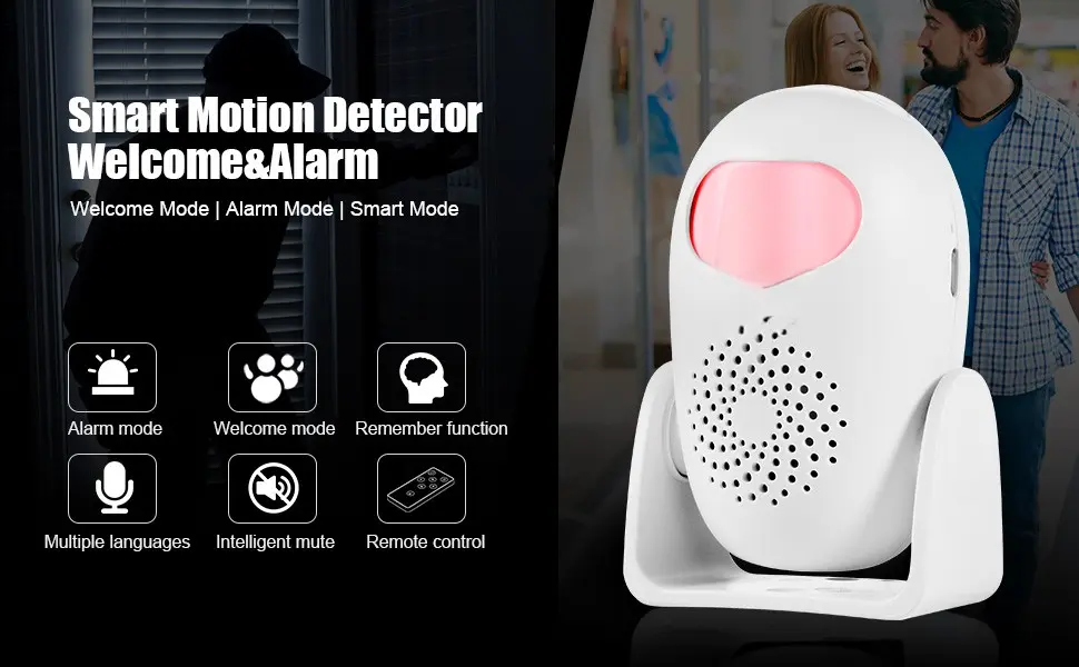 Picture of Home security anti theft or welcoming motion sensor automatic alarm small egg convenient home monitoring alarm high scale loud sound burglary theft management (White)
