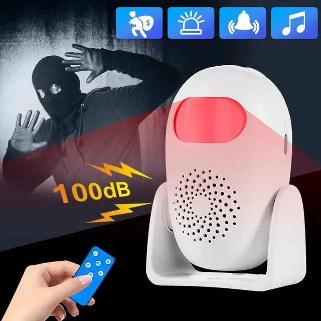 Picture of Home security anti theft or welcoming motion sensor automatic alarm small egg convenient home monitoring alarm high scale loud sound burglary theft management (White)