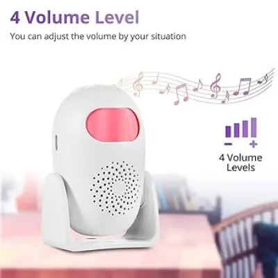 Picture of Home security anti theft or welcoming motion sensor automatic alarm small egg convenient home monitoring alarm high scale loud sound burglary theft management (White)