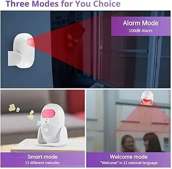Picture of Home security anti theft or welcoming motion sensor automatic alarm small egg convenient home monitoring alarm high scale loud sound burglary theft management (White)