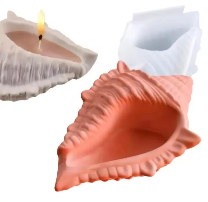 Picture of 01 pcs Colourful Gypsum big shell multipurpouse holder for home decor White