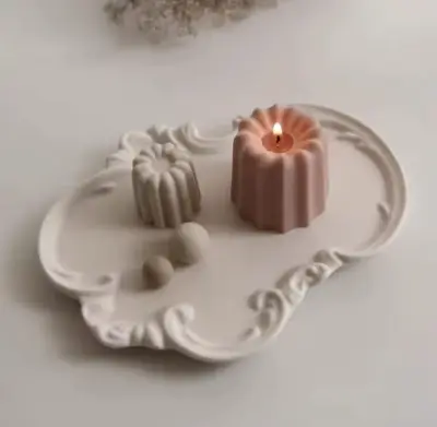 Picture of 01 pcs colourful vintage design gypsum tray for home decor White