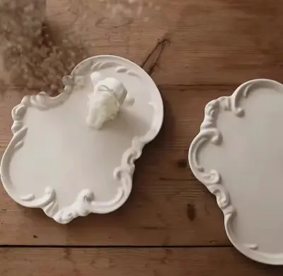 Picture of 01 pcs colourful vintage design gypsum tray for home decor White